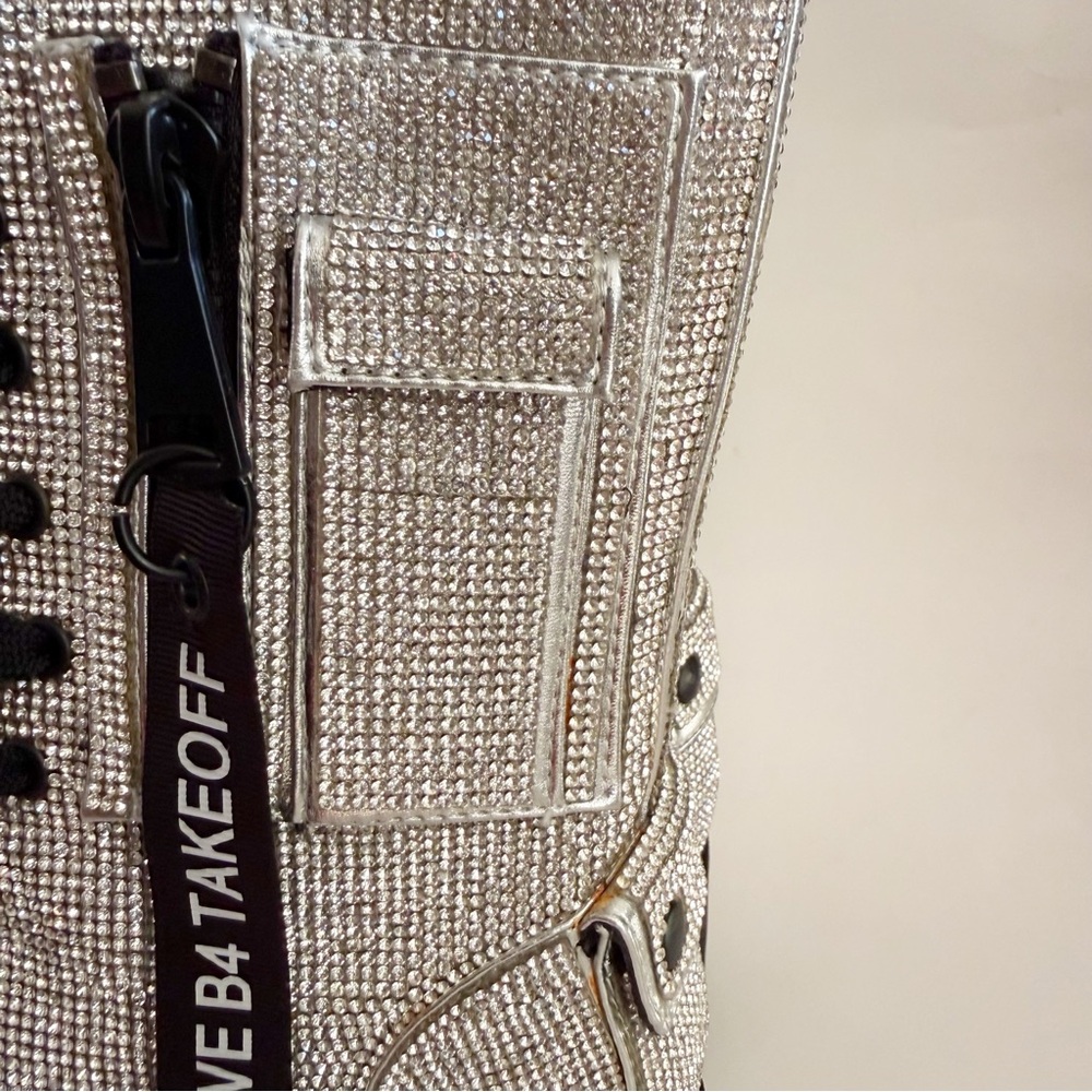 Poster Girl Dolls Kill Billionaire Bling Rhinestone Combat Boots Size 8 - Picture 8 of 10